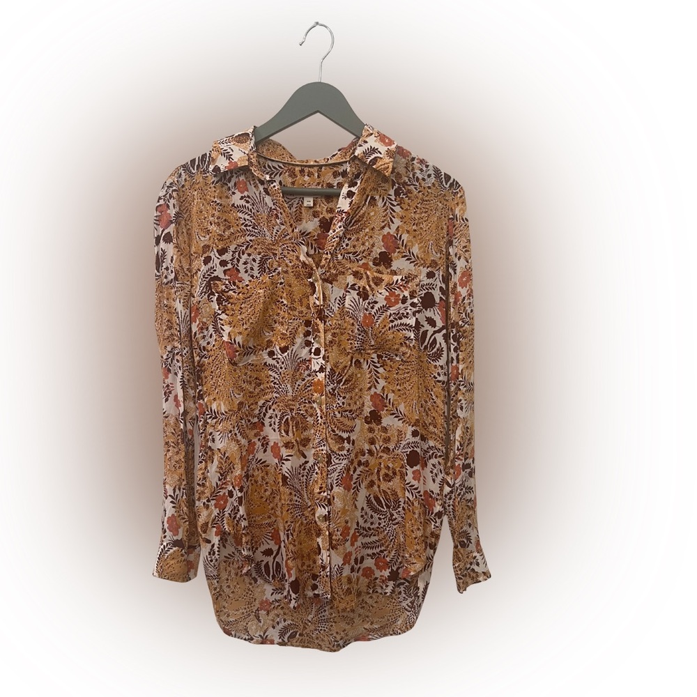 Pilcro Floral Button-Down Shirt Size XXS Boho Nature Chic